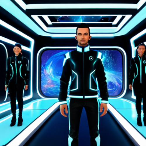 Home 17 Metaverse Fashion Show**
"An avatar fully clothed in futuristic digital clothing, attending a virtual fashion show in a vibrant metaverse environment. The scene is filled with other avatars and holographic displays. Safe for work, appropriate content, fully clothed, perfect anatomy, correct proportions, family-friendly, digital art, high detail."
**